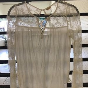 Hollister White Embroidered Long-sleeve, size:s